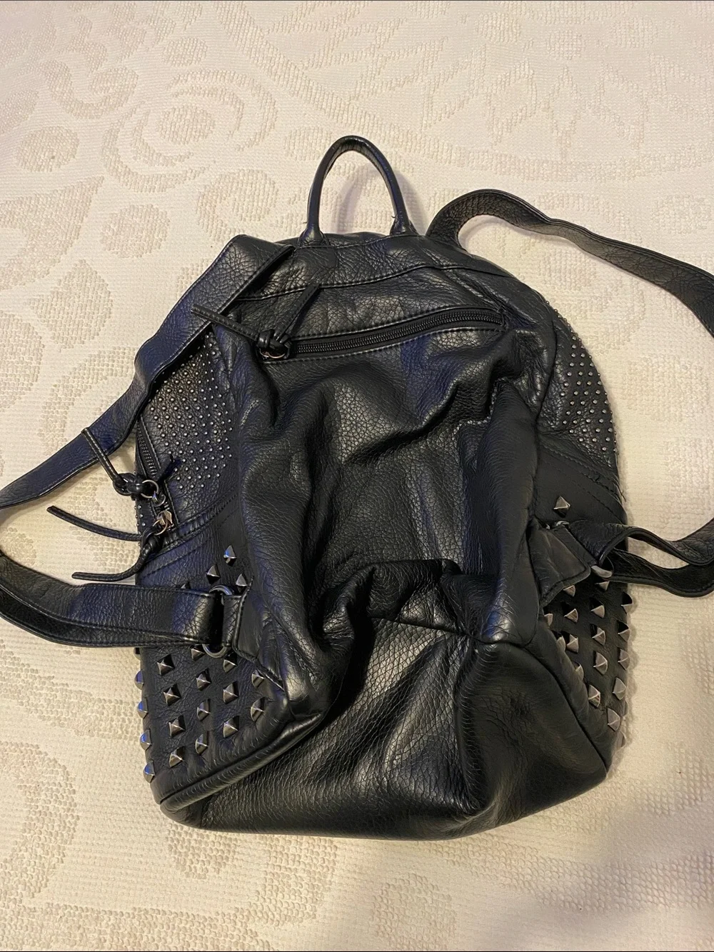 Black Studded Women's Mini Backpack - Trendy Rock-Chic Style